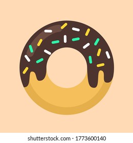 Chocolate Donut Flat Design Vector Illustration