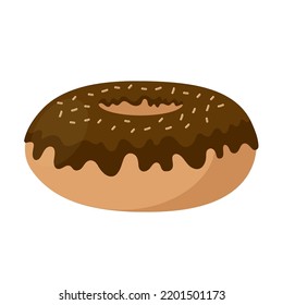 icono del logotipo de la ilustración del vector plano del donut de chocolate