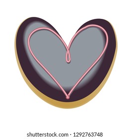 Chocolate Donut Font Concept. Delicious Letter V. 3d rendering isolated on white background