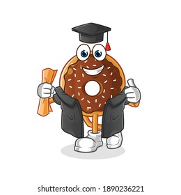 chocolate donut graduation vector. cartoon character