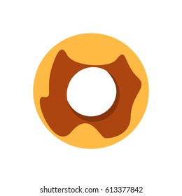 Chocolate donut icon. Flat illustration of donut icon for web on coffee background
