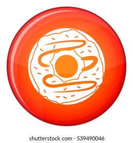Chocolate donut icon in red circle isolated on white background vector illustration