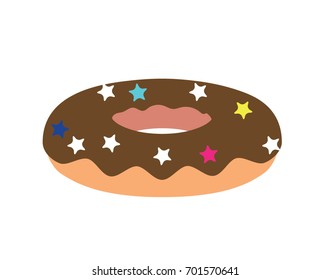 Chocolate donut icon. Vector illustration.
