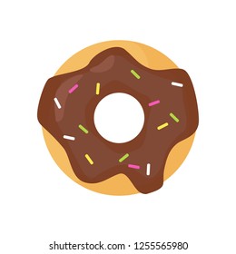 Chocolate donut illustration. Round, cake, pie. Food concept. Vector illustration can be used for topics like food, confectionary, sweet shop