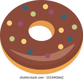 Chocolate donut, illustration, vector on white background.