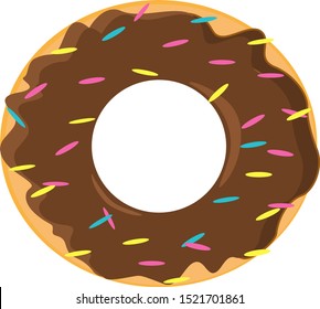 Chocolate donut, illustration, vector on white background.