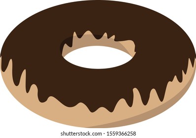 Chocolate donut, illustration, vector on white background.