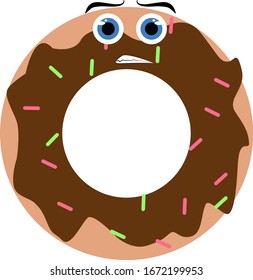 Chocolate donut, illustration, vector on white background.