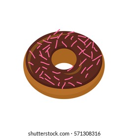 Chocolate donut isolated. Baking Sweets on white background. Delicious dessert