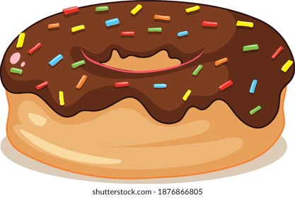 Chocolate donut isolated on white background illustration