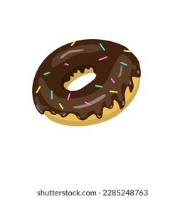 Chocolate donut isolated on white background. Chocolate donut vector. . Vector illustration