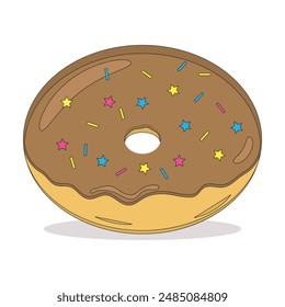 Chocolate donut isolated on a white background.