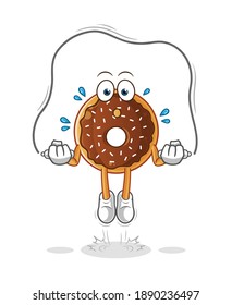 chocolate donut jump rope exercise illustration. character vector