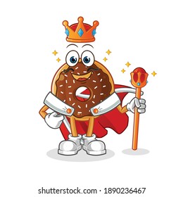 chocolate donut king vector. cartoon character
