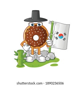 chocolate donut korean character. cartoon mascot vector