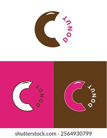 Chocolate Donut Logo, Donut Logo Template Design, Bakery Logo, Sweet Shop Logo, Vector Illustration