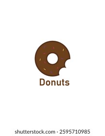 Chocolate Donut Logo, Donut Logo Template Design, Bakery Logo, Sweet Shop Logo, Vector Illustration