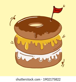 chocolate donut, manggo donut, Vector illustrations