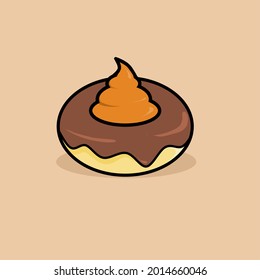 Chocolate Donut with mustard, simple vector for illustration