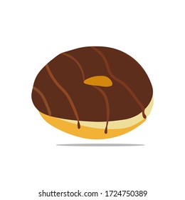 Chocolate donut on a white background.