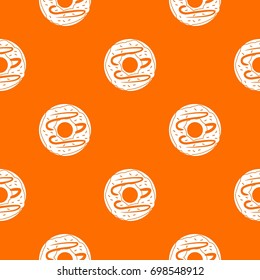 Chocolate donut pattern repeat seamless in orange color for any design. Vector geometric illustration