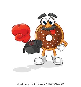 chocolate donut prank with glove in box cartoon. cartoon mascot vector