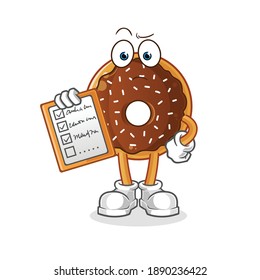 chocolate donut schedule list vector. cartoon character