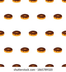 Chocolate donut seamless pattern. Decorative design for print, background, wallpaper. Vector image.