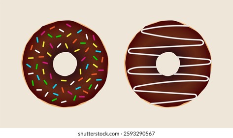 Chocolate Donut Set Vector Illustration