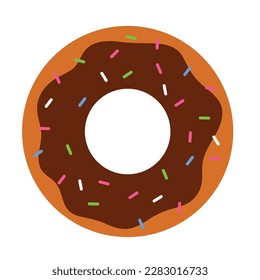 chocolate donut with sprinkles flat vector illustration logo icon clipart