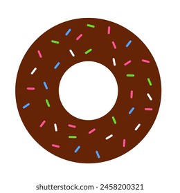 chocolate donut with sprinkles flat vector illustration logo icon clipart