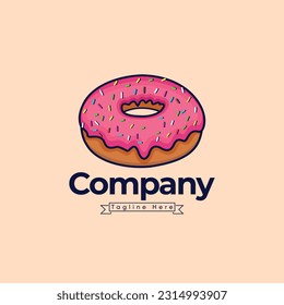 Schokolade mit Sprinklen auf ihr Unternehmen. Illustration mit Premium-Vektordesign mit Donuts Premium-Logo-Konzept. Vektorsymbol-Illustration des Donut-Vektorbildes. Erdbeeren Donuts, Symbol Donuts Essen.