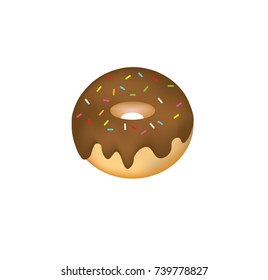 Chocolate donut with sprinkles, vector