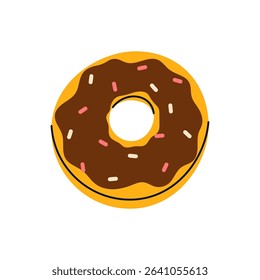 Chocolate donut with sprinkles vector illustration.