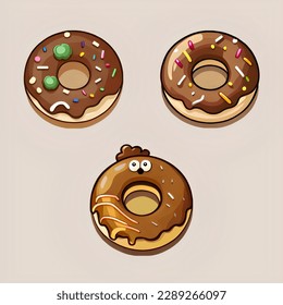 Donut de chocolate con tres tipos diferentes