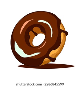 Donut de chocolate en tres cuartos de vista luce delicioso 