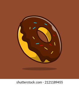 Chocolate donut Vector Cartoon Illustration on isolated background