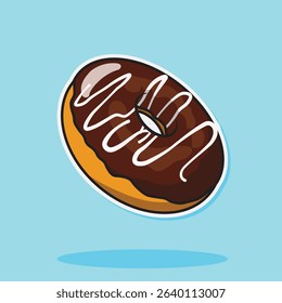 Chocolate donut vector illustration can be used for stickers
