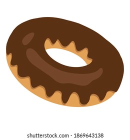 Chocolate donut; vector illustration; for home decor, menu, packaging, stickers, etc.