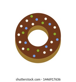 chocolate donut, vector illustration isolated on white background