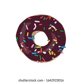 Ilustración vectorial de donut de chocolate aislada en fondo blanco