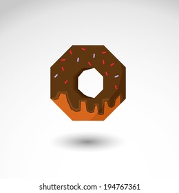 Chocolate donut vector illustration isolated background