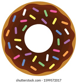 Chocolate Donut Vector Isolated on white background.