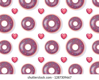 Chocolate donuts and candy pattern Valentine's day pattern