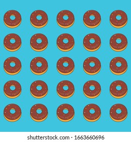 Chocolate donuts and colorful candies. Decoration Cards, letters, sheets, print, web.
