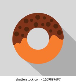 chocolate donuts dessert flat design with long shadow