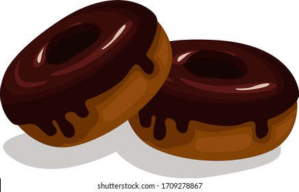 Chocolate donuts, illustration, vector on white background