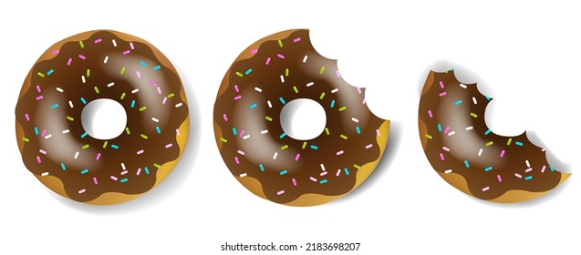 Donuts De Chocolate Fondo Blanco Aislado Con Mash De Gradiente, Ilustración Vector