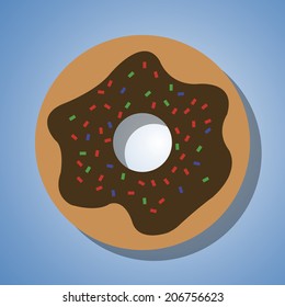 a chocolate donuts on a blue background