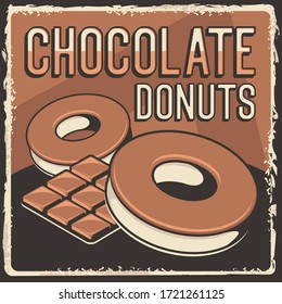 Chocolate Donuts Rustic Classic Retro Vintage Signage Poster Vector